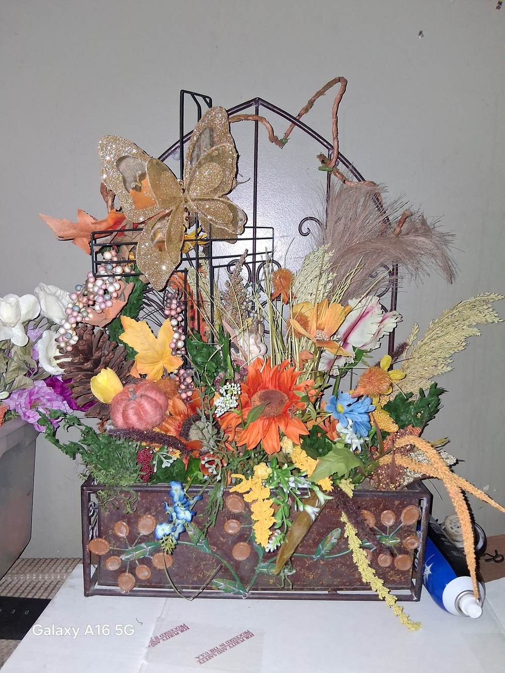 Autumn Harvest Floral Arrangement - Orange, Gold, Green